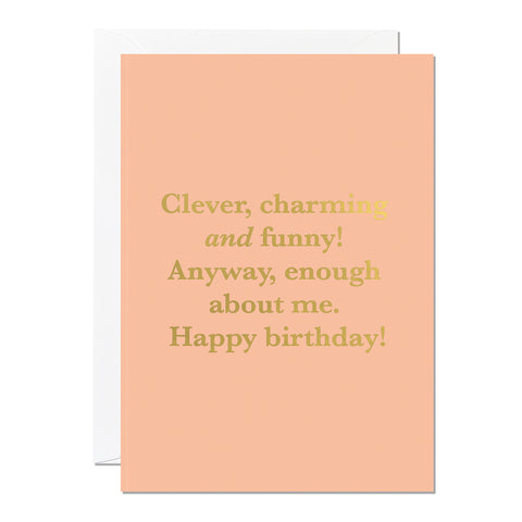 Clever Charming Funny Birthday Card (Pack of 6)