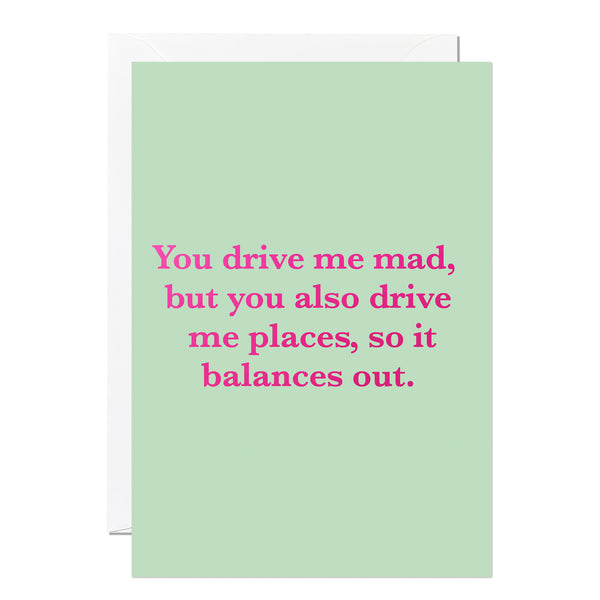 Funny Valentine's Day featuring a mint green background with pink foiled text with white envelope.