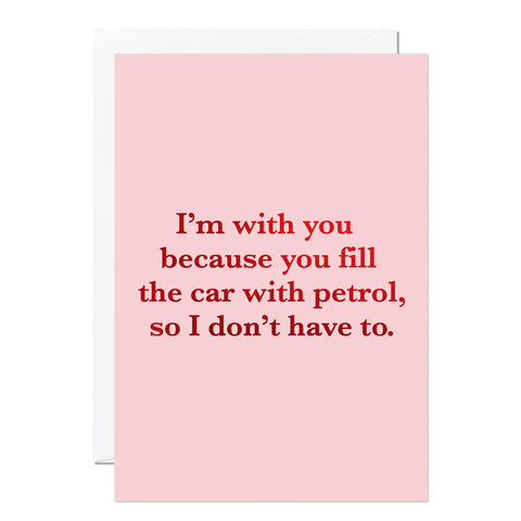 Funny Valentine's Day featuring a pink background with red foiled text with white envelope.