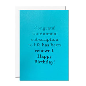 Annual Subscription Birthday Card (Pack of 6)